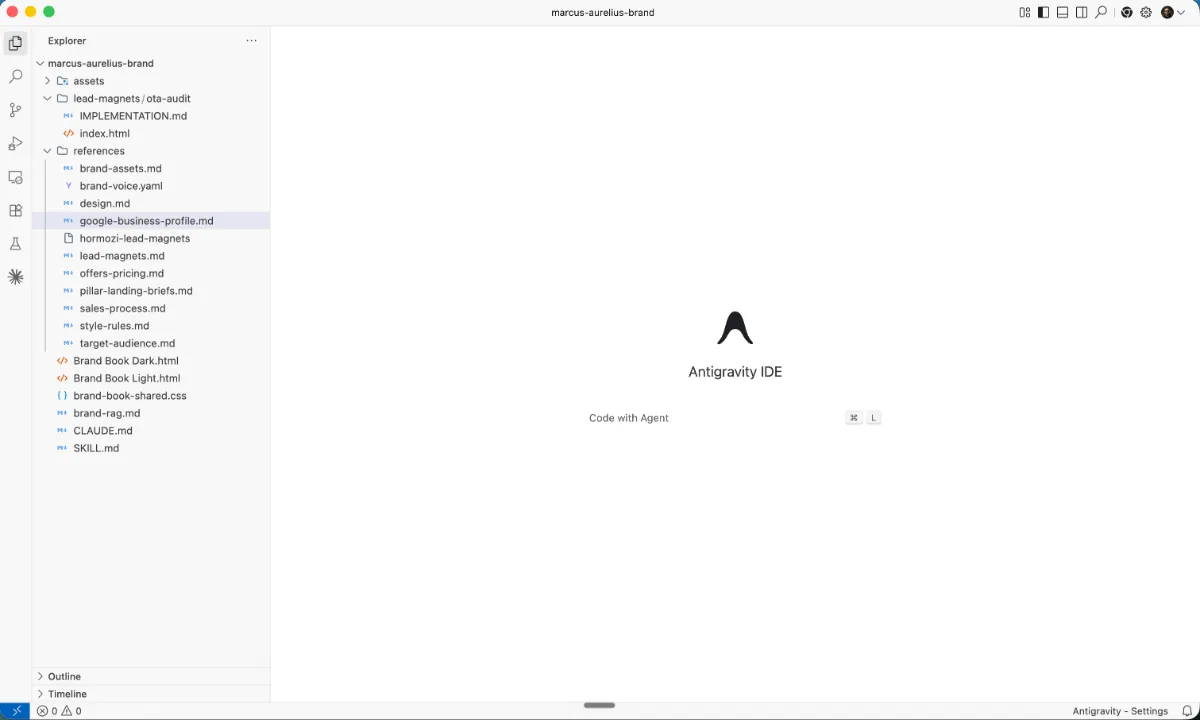 The brand folder: a single source of truth feeding voice, offers, ICP, and positioning into every content output