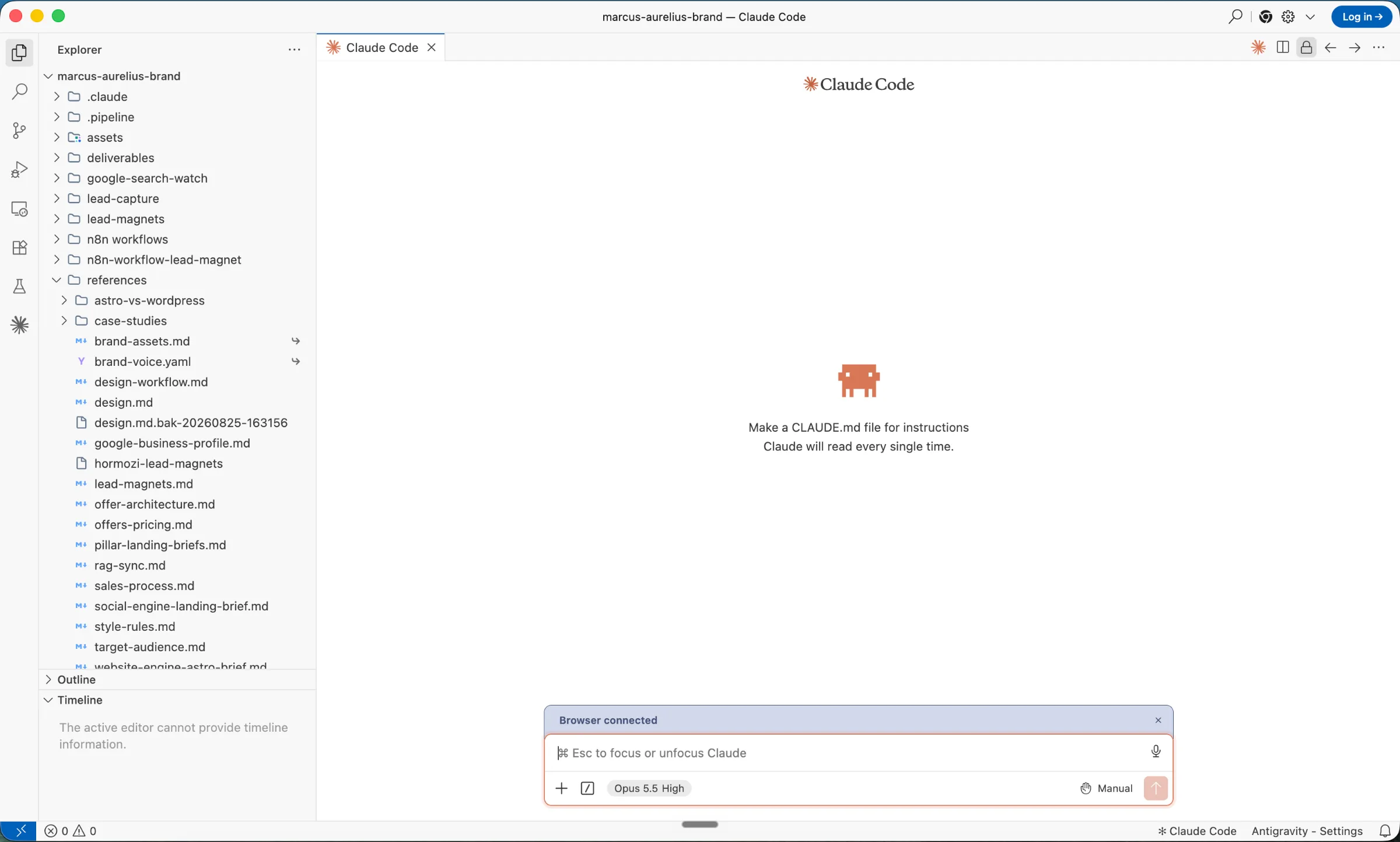 Google's Antigravity IDE for accessing Claude Code and brand context folder
