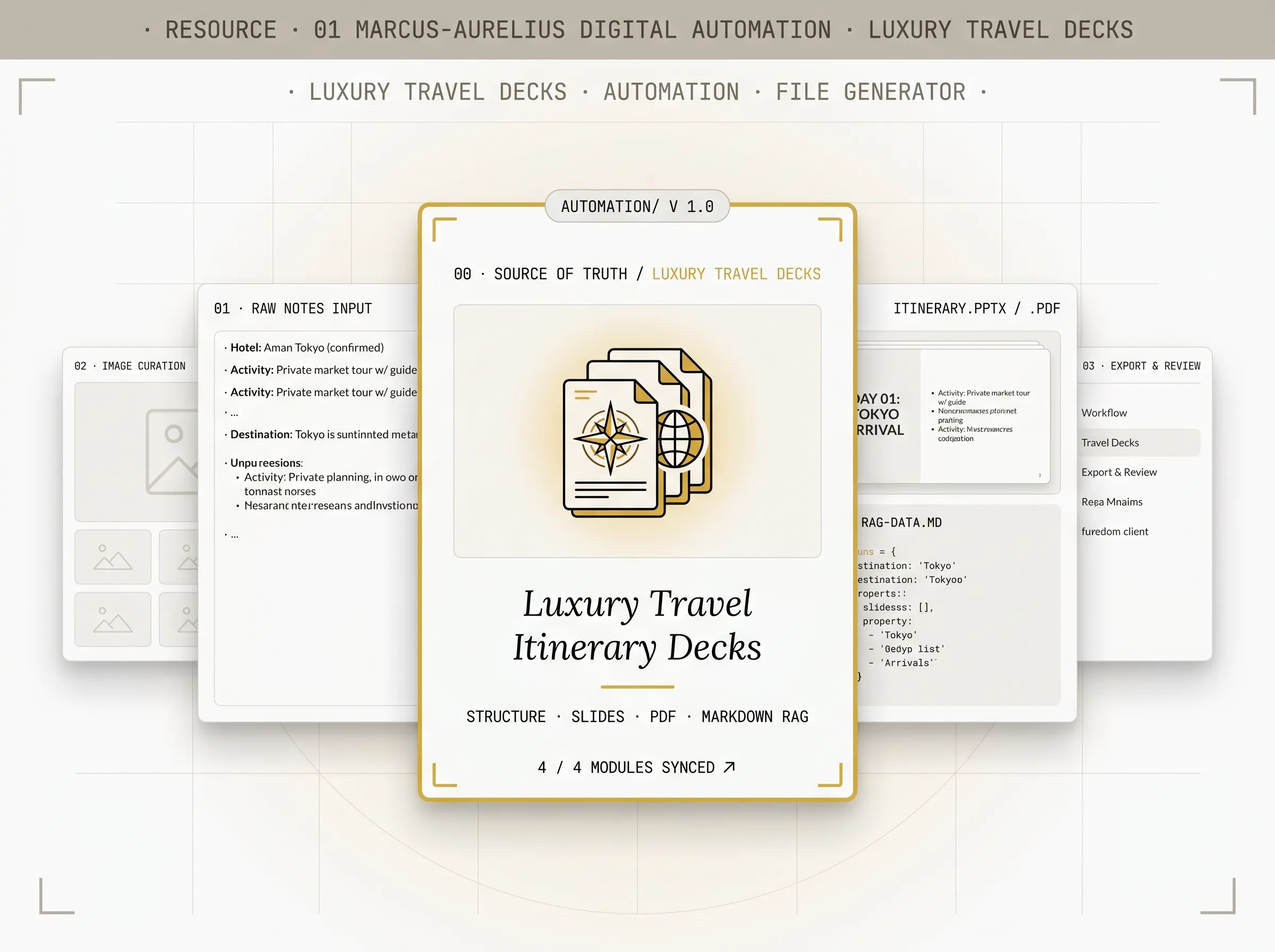 AI travel itinerary generator skill for Claude — branded luxury travel itinerary deck builder