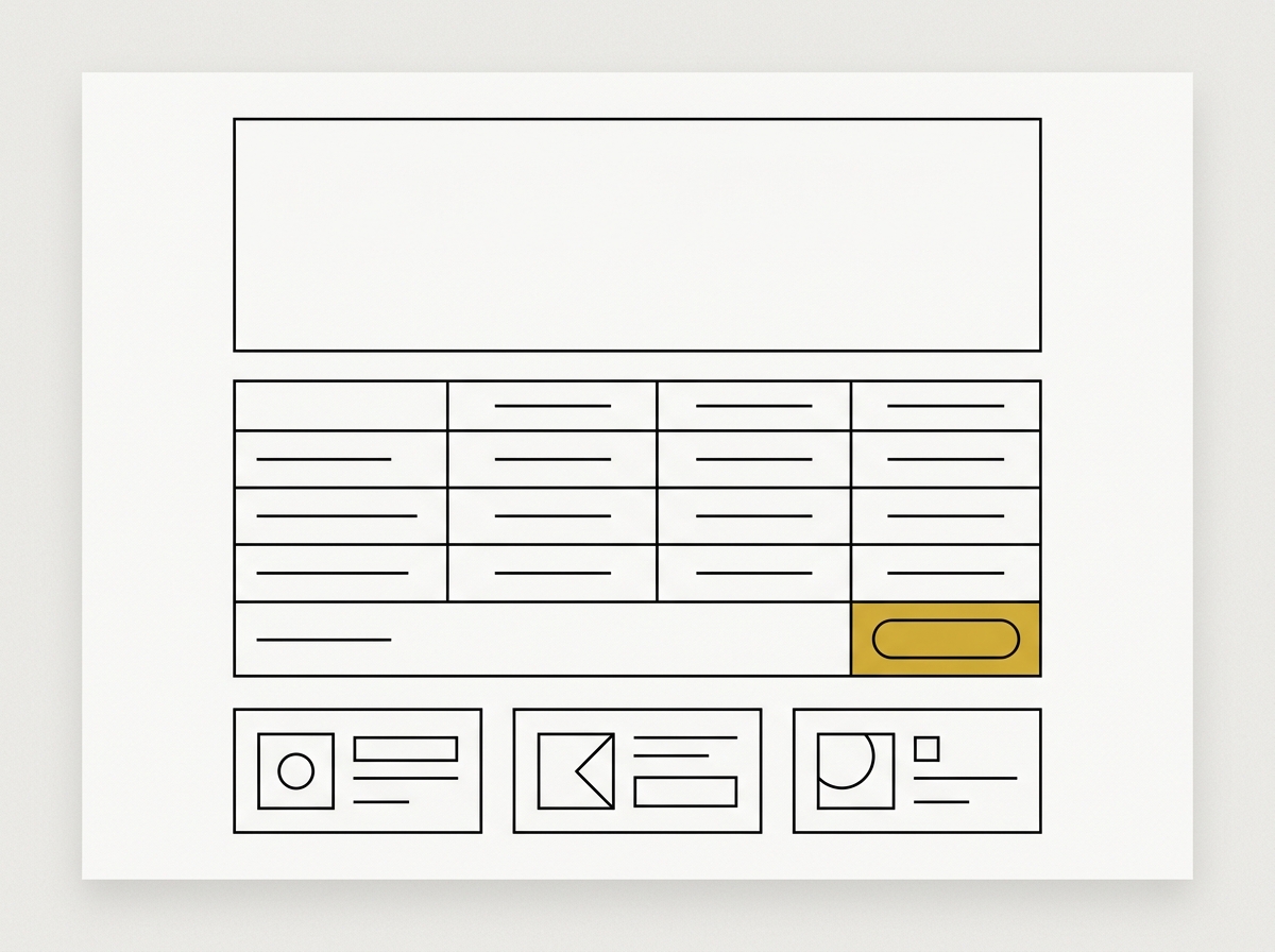Commercial long-form page layout with comparison table