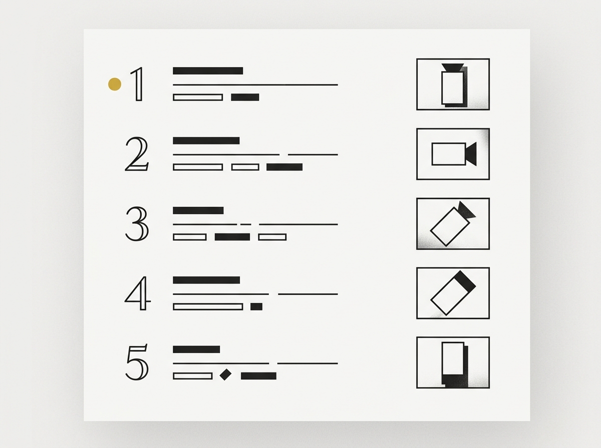 Video script page with shotlist and narrative structure