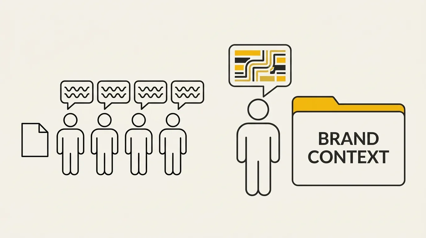 Generic AI content makes every brand sound the same, while a brand using specific context creates unique, tailored communication